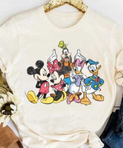 Disney Cute Mickey Mouse And Friends Squad Sketch Retro Shirt Disneyworld Shirt Cartoon Characters Shirt Donald Duck Pluto Disney Unique