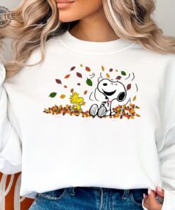 Fall Snoopy Sweatshirt Snoopy With Woodstock Autumn Leaves Pumpkin Sweatshirt Snoopy Grippy Plush Snoopy First Day Of Fall Snoopy Dancing Images Happy Fall Snoopy