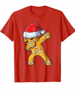 Dabbing Gingerbread Santa T Shirt Christmas Kids Boys Gifts