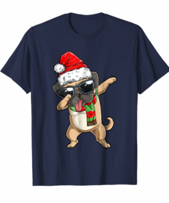 Dabbing Pug Santa T Shirt Christmas Kids Boys Girls Gifts