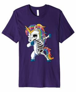 Dabbing Unicorn Skeleton T Shirt Halloween Girls Dab Gifts