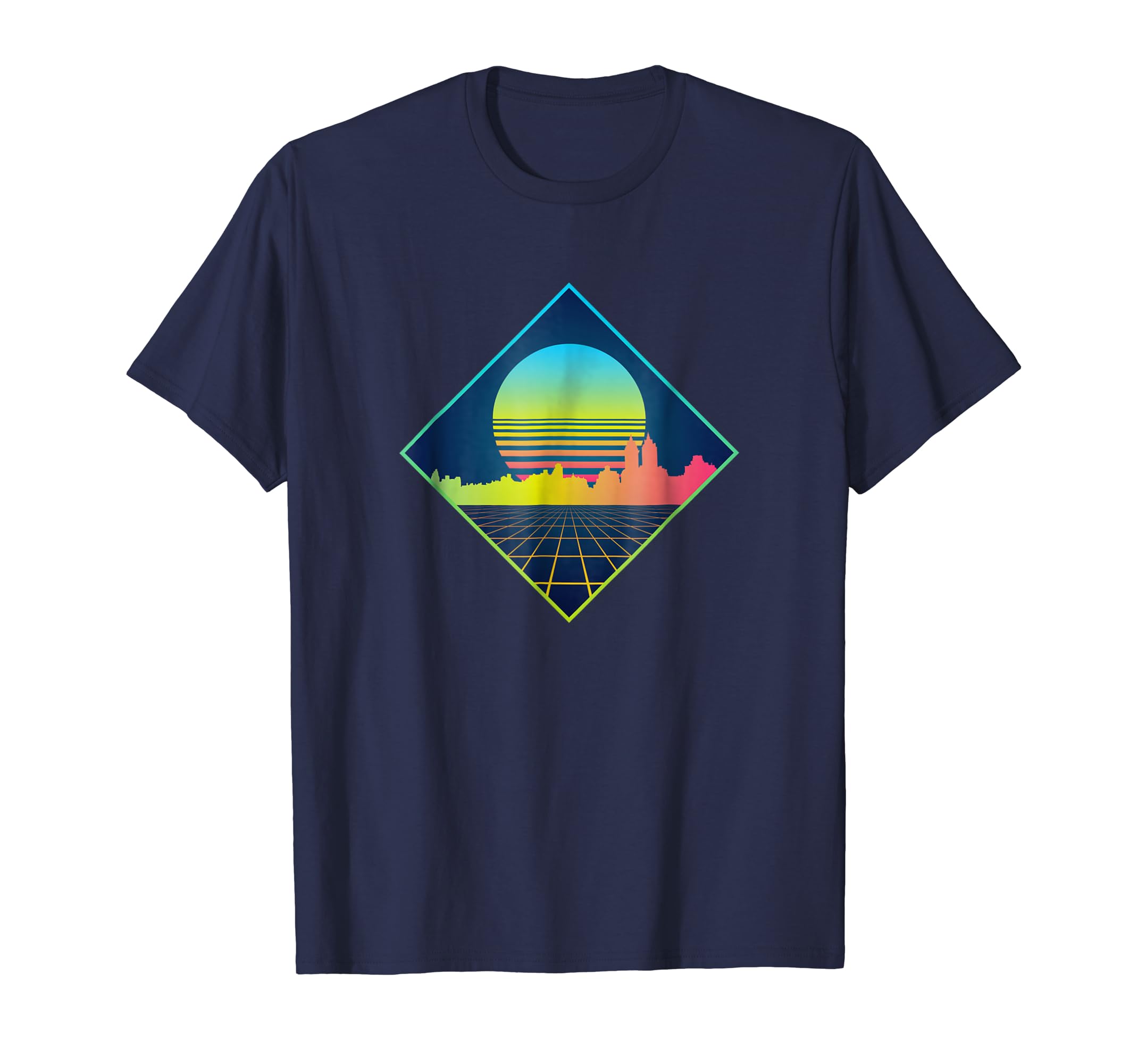 Geometric Neon Skyline Retro 80s 90s Vintage Outrun T Shirt Geometric Neon Skyline Retro 80s 90s Vintage Outrun T Shirt