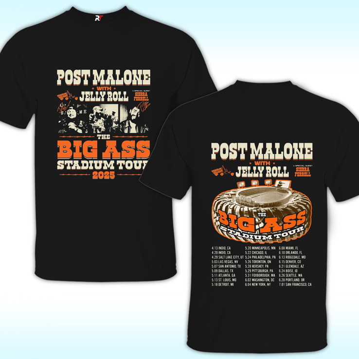 Post Malone x Jelly Roll The Big Ass Stadium Tour Shirt Post Malone x Jelly Roll The Big Ass Stadium Tour Shirt