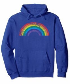 Rainbow Pullover Hoodie Retro 80s Gay Pride Month Lgbt Gift