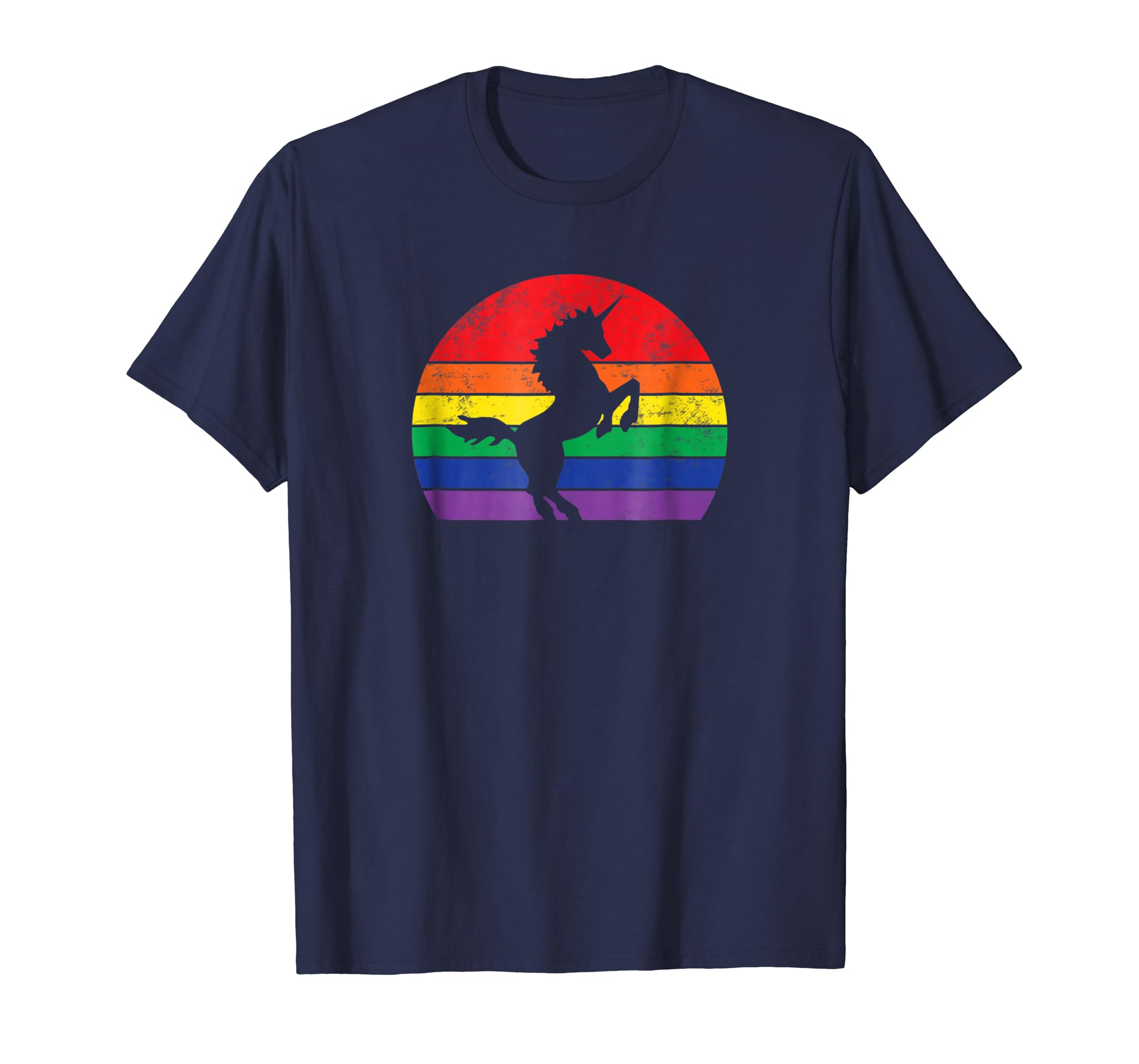 Rainbow Unicorn Striped Sunrise Distressed Relaxed T Shirt Rainbow Unicorn Striped Sunrise Distressed Relaxed T Shirt