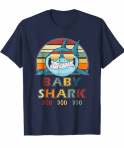 Retro Vintage Baby Shark Tshirt Birthday Gift Costume