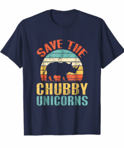 Save The Chubby Unicorns Shirt Vintage Retro Colors Tee