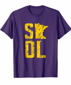 Skol Viking Helmet Distressed Vintage Yellow Purple Shirt