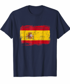 Spain Flag T Shirt Distressed Vintage