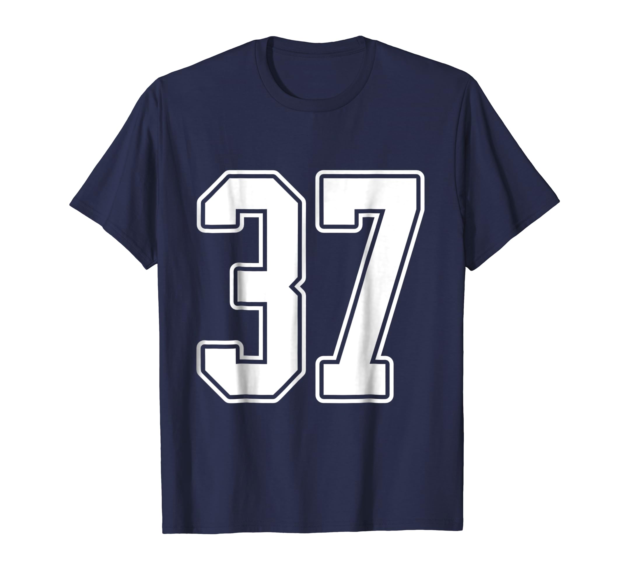 Th37 White Outline Number 37 Sports Fan Jersey Style T Shirt Th37 White Outline Number 37 Sports Fan Jersey Style T Shirt