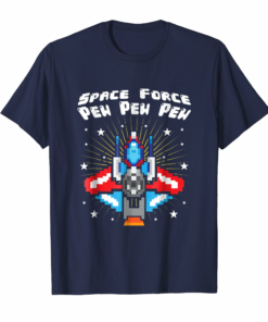 Us Space Force T Shirt Pew Pew Pew Retro 8 Bit Gamer Tee