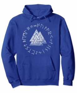 Vikings Valknut And Runes Norse Mythology Distressed Hoodie