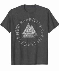 Vikings Valknut And Runes Norse Mythology Distressed T Shirt