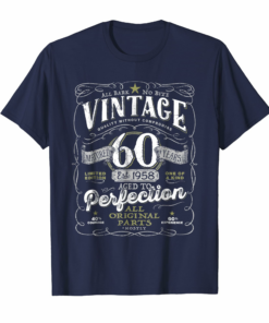 Vintage 60th 1958 Aged To Perfection Distressed T Shirt