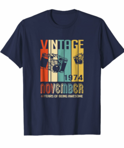 Vintage November 1974 T Shirt 44th Birthday Gifts Decoration