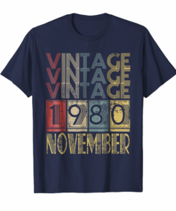 Vintage November 1980 38th Birthday Retro Color Tee Shirt