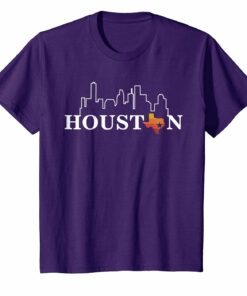 Vintage Retro Houston City Skyline Texas Tshirt