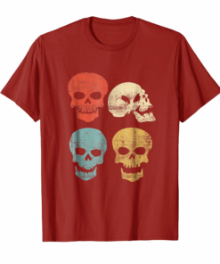 Vintage Skull Shirt Retro Halloween