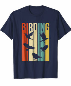 Vintage Style Birding T Shirt For Birders With Birds
