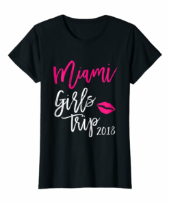 Womens Miami Girls Trip Shirt 2018 Vacation Bachelorette Tee Gift