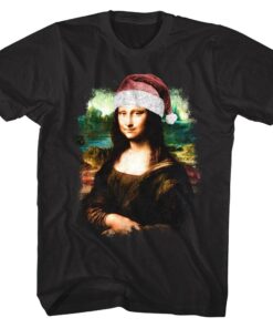 Mona Lisa in Santa Hat Christmas Men’s T Shirt