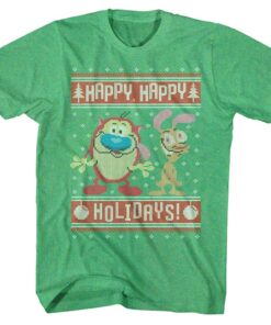 Ren and Stimpy Happy Happy Holidays Men’s T Shirt